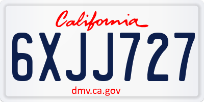 CA license plate 6XJJ727