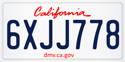 CA license plate 6XJJ778