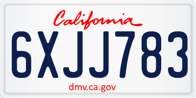 CA license plate 6XJJ783