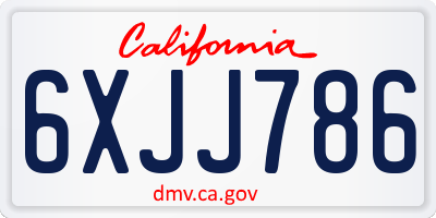 CA license plate 6XJJ786