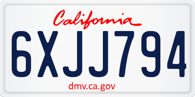 CA license plate 6XJJ794