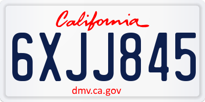 CA license plate 6XJJ845