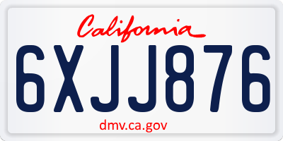 CA license plate 6XJJ876