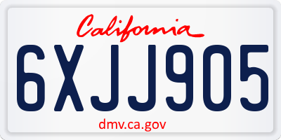 CA license plate 6XJJ905