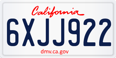 CA license plate 6XJJ922