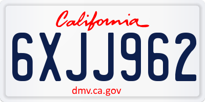 CA license plate 6XJJ962