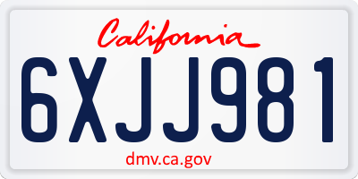 CA license plate 6XJJ981