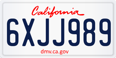 CA license plate 6XJJ989