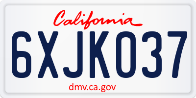 CA license plate 6XJK037