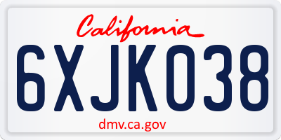 CA license plate 6XJK038