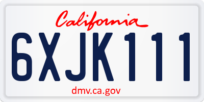 CA license plate 6XJK111