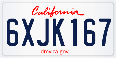 CA license plate 6XJK167