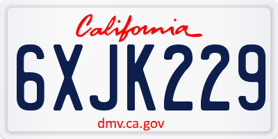CA license plate 6XJK229