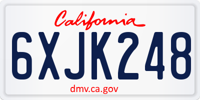 CA license plate 6XJK248