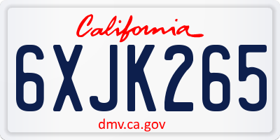 CA license plate 6XJK265