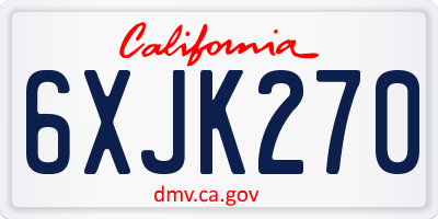 CA license plate 6XJK270
