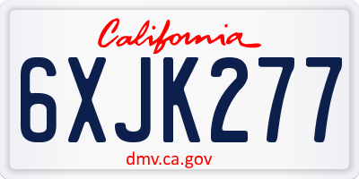 CA license plate 6XJK277