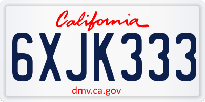 CA license plate 6XJK333
