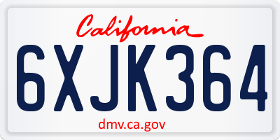 CA license plate 6XJK364