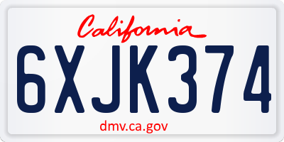 CA license plate 6XJK374