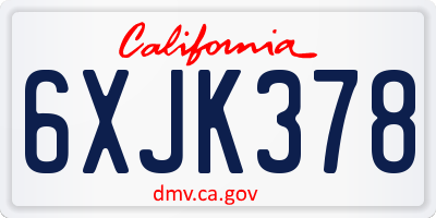 CA license plate 6XJK378