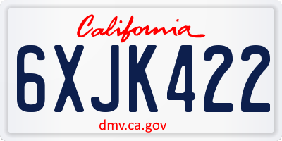 CA license plate 6XJK422