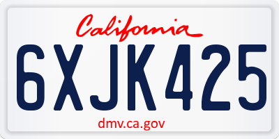 CA license plate 6XJK425