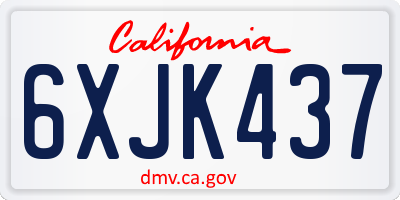 CA license plate 6XJK437