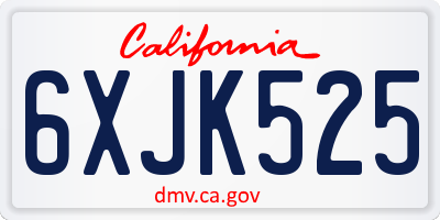 CA license plate 6XJK525