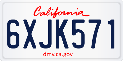 CA license plate 6XJK571