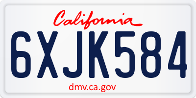 CA license plate 6XJK584
