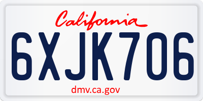 CA license plate 6XJK706