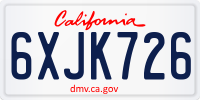 CA license plate 6XJK726