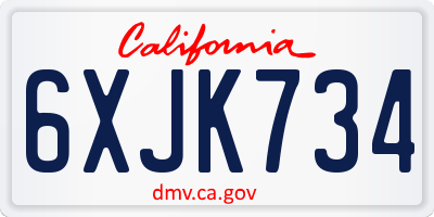 CA license plate 6XJK734