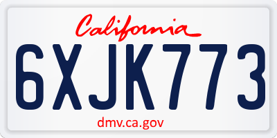 CA license plate 6XJK773