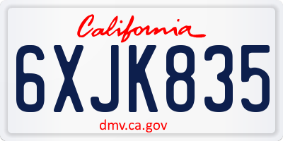 CA license plate 6XJK835