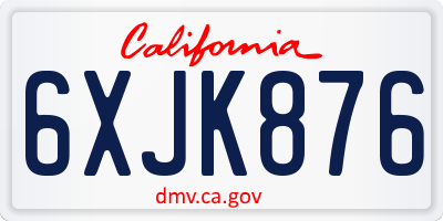 CA license plate 6XJK876
