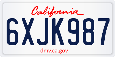 CA license plate 6XJK987
