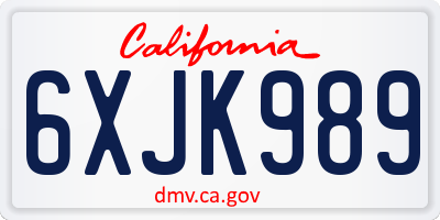 CA license plate 6XJK989
