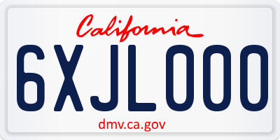CA license plate 6XJL000