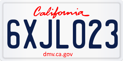 CA license plate 6XJL023