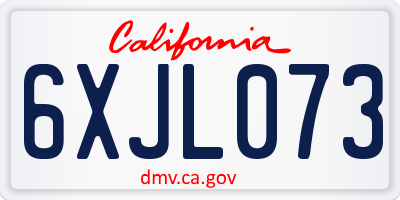 CA license plate 6XJL073