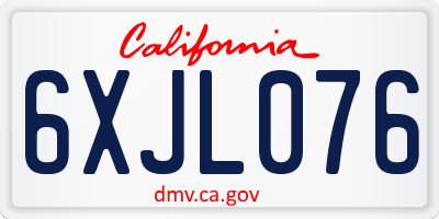 CA license plate 6XJL076