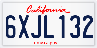 CA license plate 6XJL132