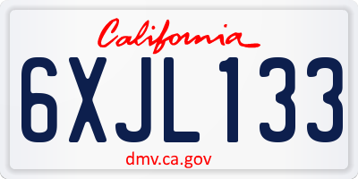 CA license plate 6XJL133
