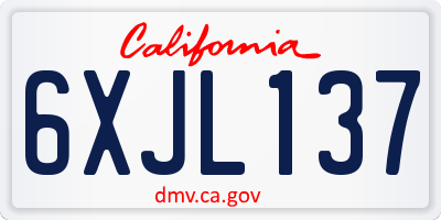 CA license plate 6XJL137