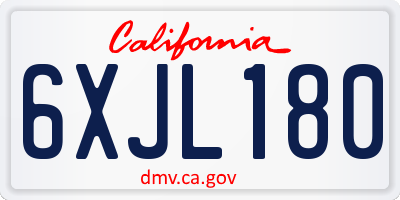 CA license plate 6XJL180