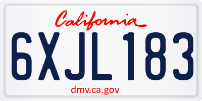 CA license plate 6XJL183