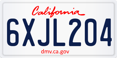 CA license plate 6XJL204