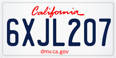 CA license plate 6XJL207